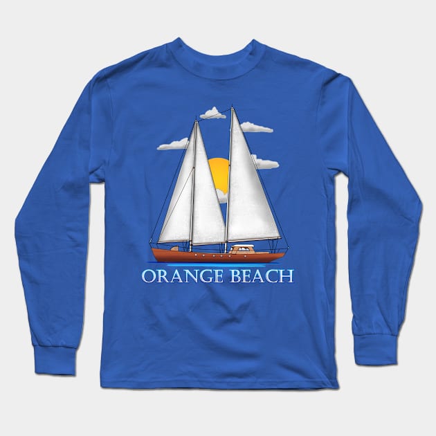 Orange Beach Coastal Nautical Sailing Sailor Long Sleeve T-Shirt by macdonaldcreativestudios